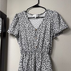 Floral Black and White Dress